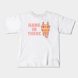 Cute Tabby Cat Hang In There Funny Kids T-Shirt